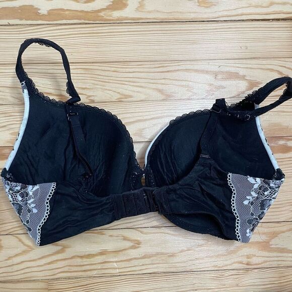 Victorias Secret Body by Perfect Shape Bra Black White Lace Padded 32ddd - Picture 3 of 6